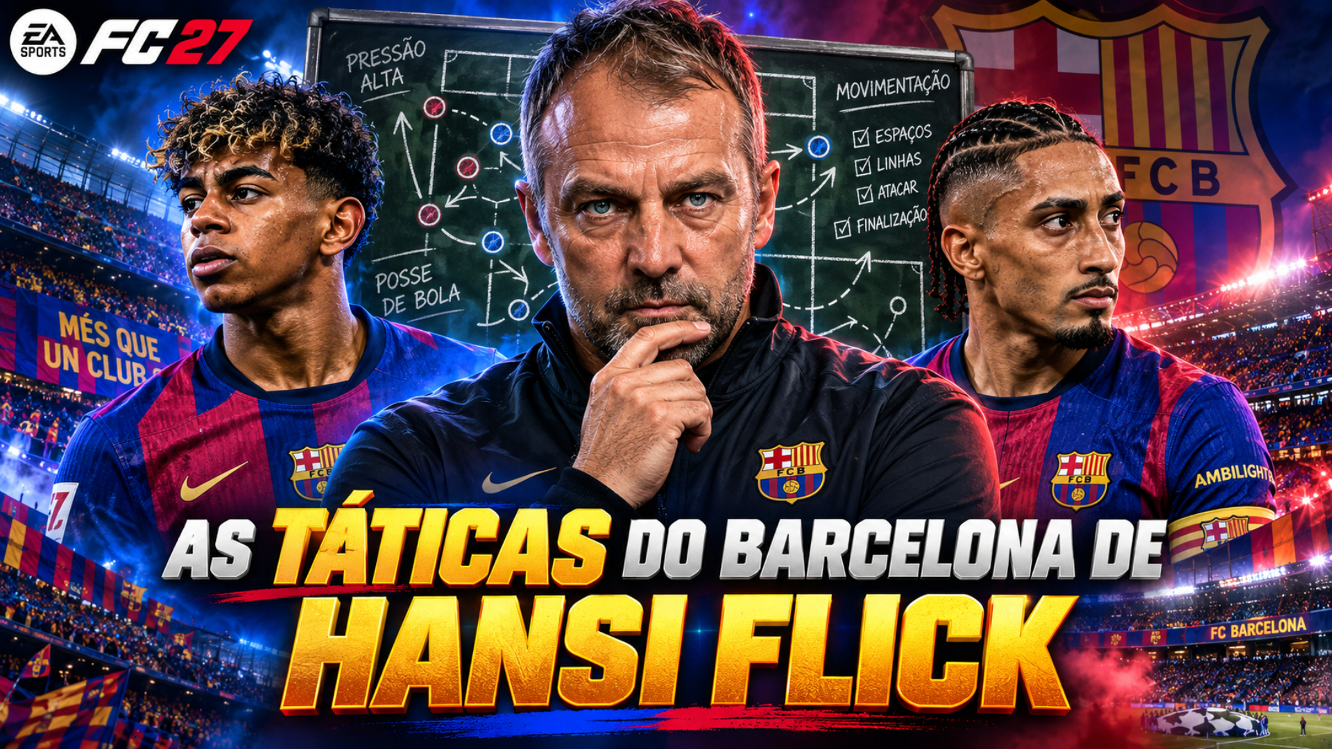 Capa da tática Como joga o Barcelona de Hansi Flick em 2026/27